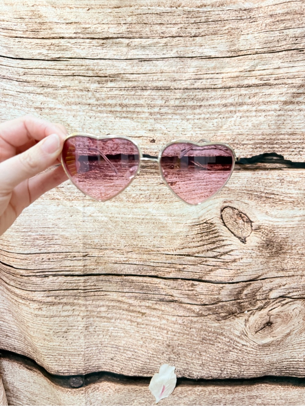 Heart-Shaped Pink Lens Sunglasses
